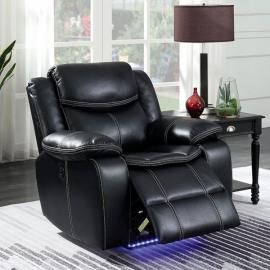 Black Leatherette Power Headrest & Power Recliner